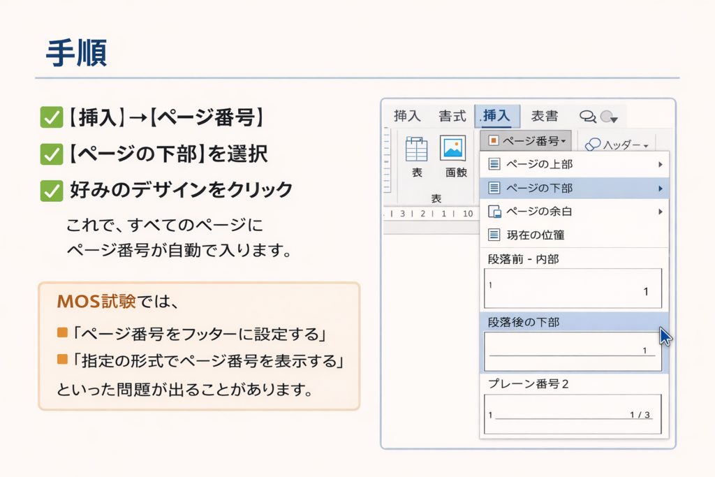 【📊図解：ページ番号の挿入画面】