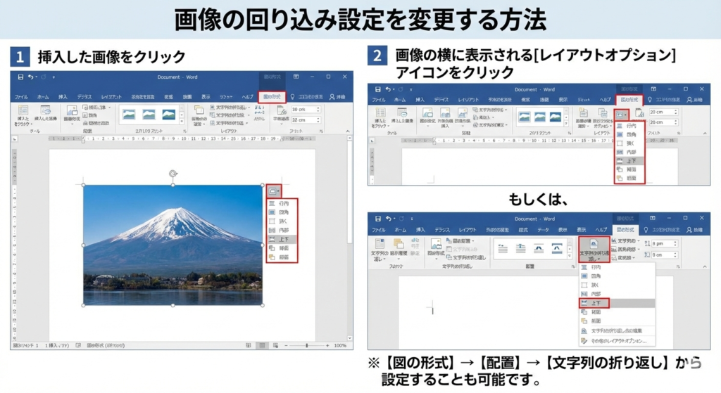 【📊図解挿入：文字列の折り返し設定画面】